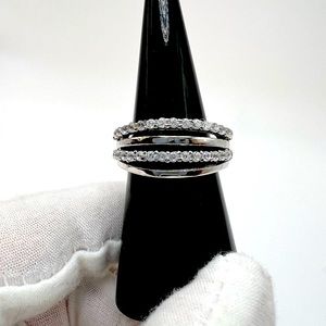 .925 Sterling Silver Cubic Zirconia Multi Row Ring